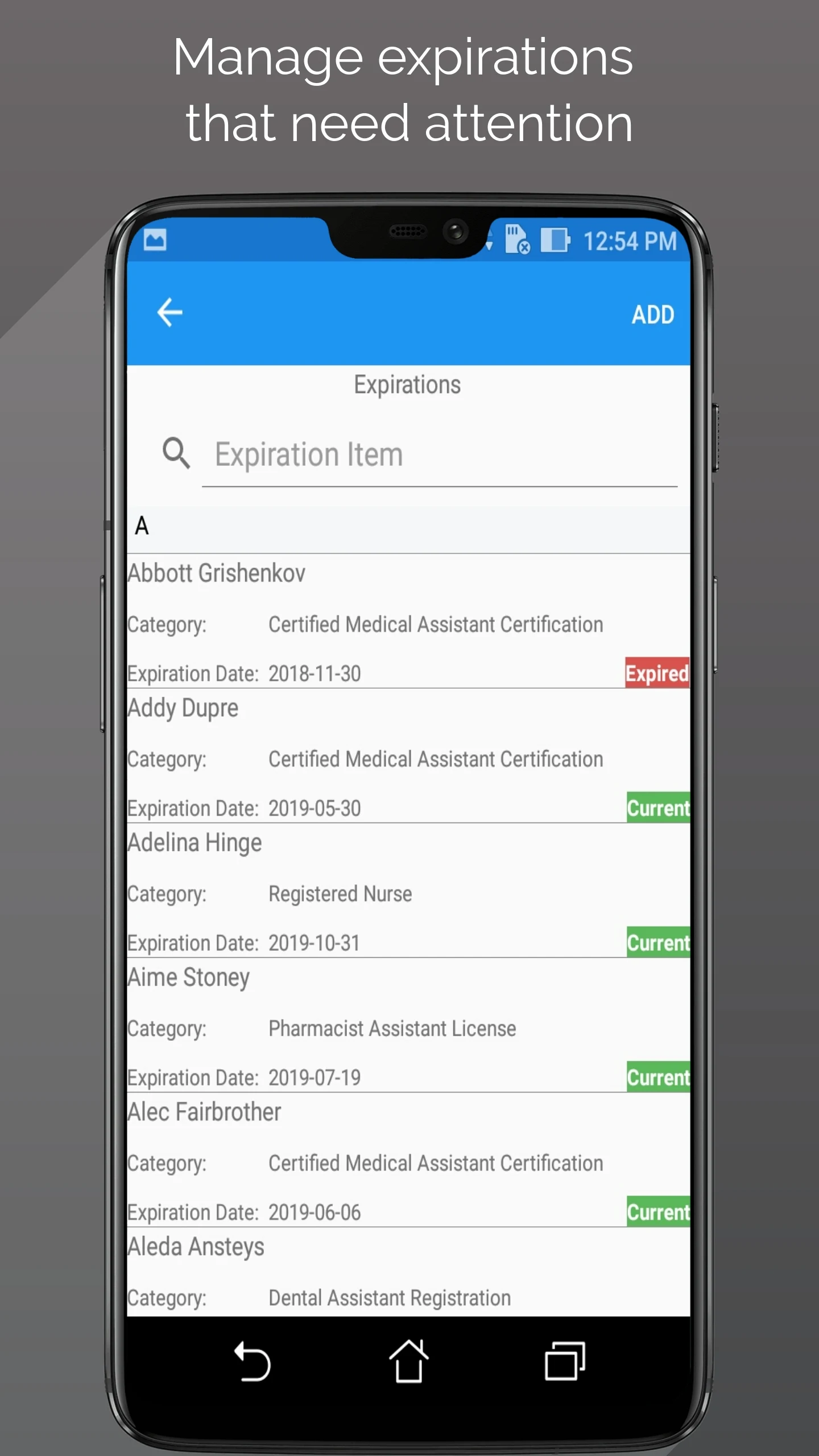 Expiration Reminder screenshot